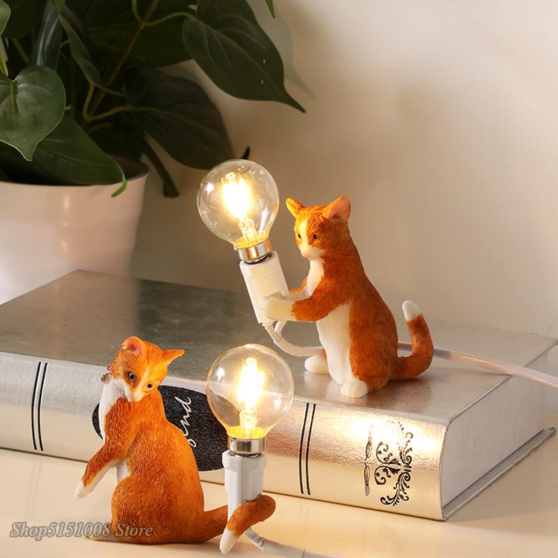 Animals Table Lamp Nordic Children's Bedroom Resin Cat Table Light  Bar Table Light Home Decor Night Light Lighting Fixtures