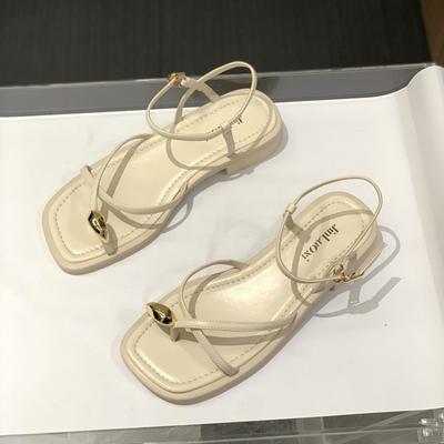 Модная обувь в римском стиле, лето 2024, плоские резиновые сандалии с открытым носком для женщин, без каблука, новые дышащие модные роскошные распродажа женской обуви