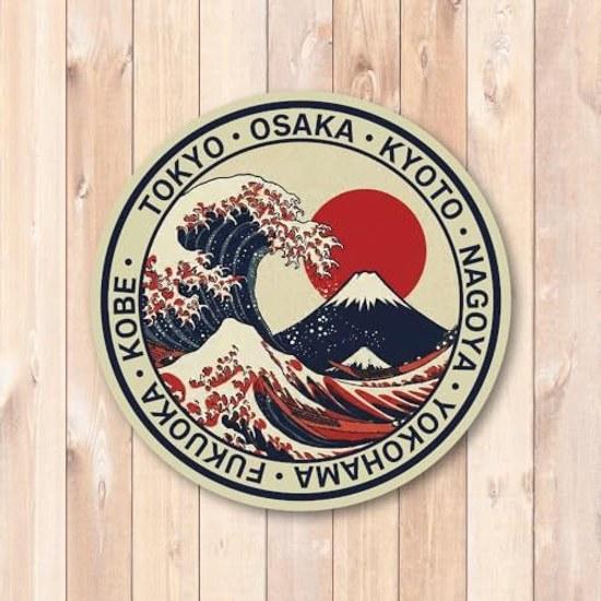 Japan travel sticker circular design Mount Fujitoriitemplesushimaneki-neko other collection depicting Japanese scenery culture waterproof vinyl Fuji