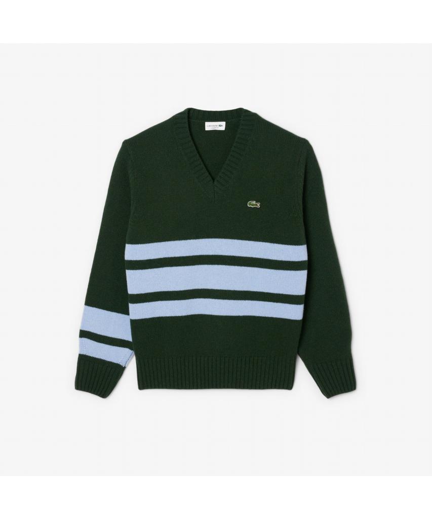LACOSTE Men'S Striped V-Neck Sweater Ah5180-55N 9Is