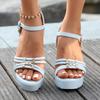 Fashion Plus Size 2025 Summer Platform Women's Open Toe Sandals Outdoor Metal Decoration Buckle Strap Sandals for Versatile Daily Party