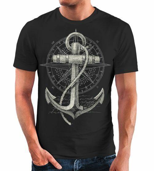 Neverless Print Anchor Compass Maritime Sea Unisex T-Shirt