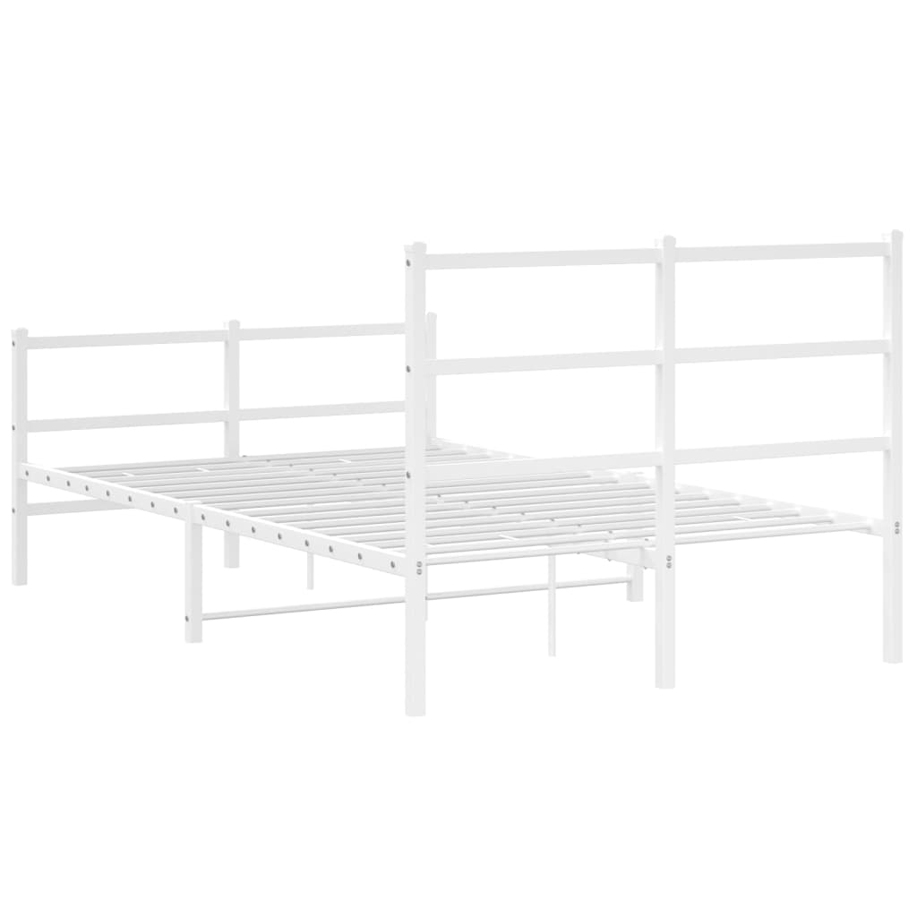 Vidaxl Металлическая Рама Кровати С Изголовьем И Изножьем, Белая, 120X190 См