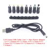 Power Cord Charging Cord DC Connector Interchangeable Plugs DC Power Supply Adapter USB To DC Jack