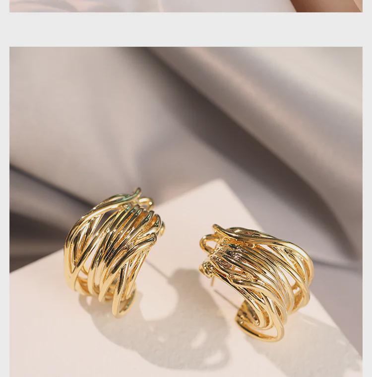 Металлические серьги неправильной формы С: Легкие роскошные, европейский стиль, высококачественные серьги для женщин