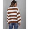 Женский осенне-зимний кардиган с яркими полосками, лоскутный тканый свитер с пуговицами