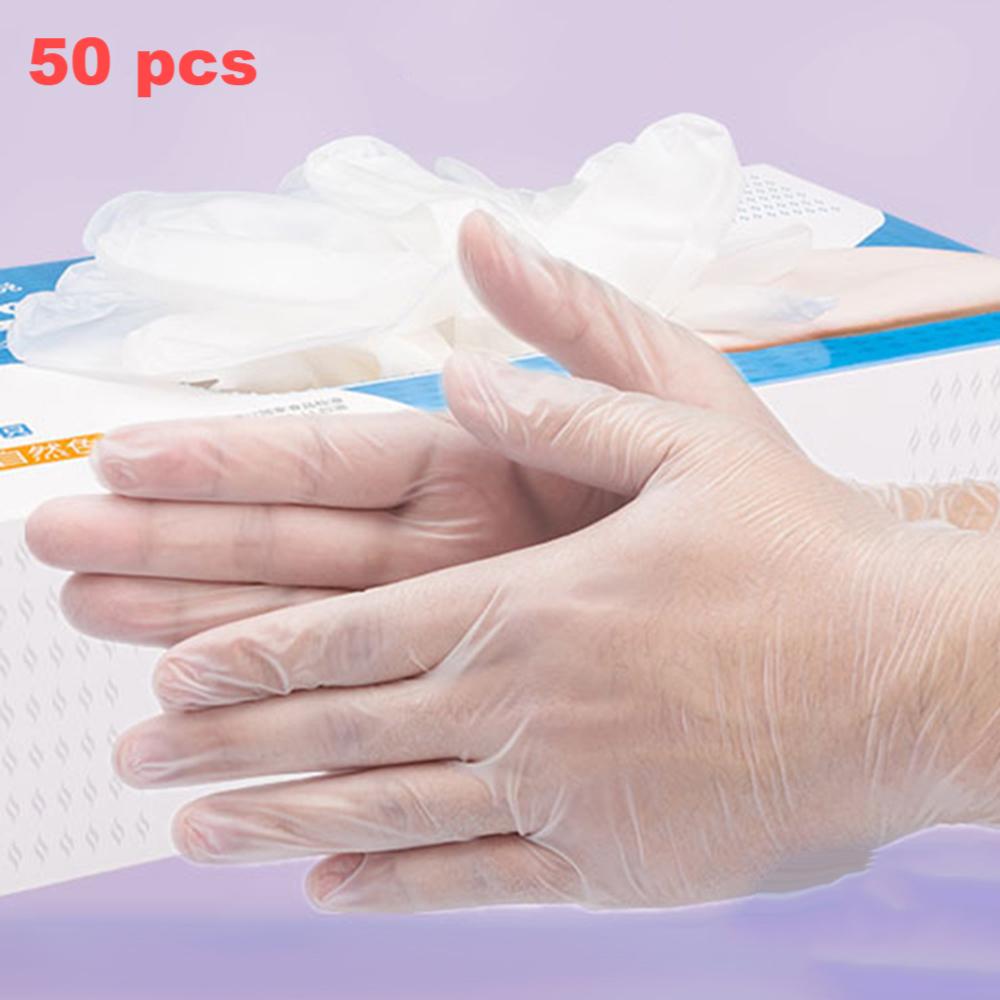 50 шт / 100 шт Одноразовые ПВХ перчатки, Бытовые, Кухонные, для Выпечки, Косметологические, Толстые, Прочные Защитные Перчатки, Прозрачные