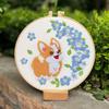 Floral Patterns Cross Stitch Set Corgi Embroidery Set Home Decor Dog Embroidery Kit  Beginner