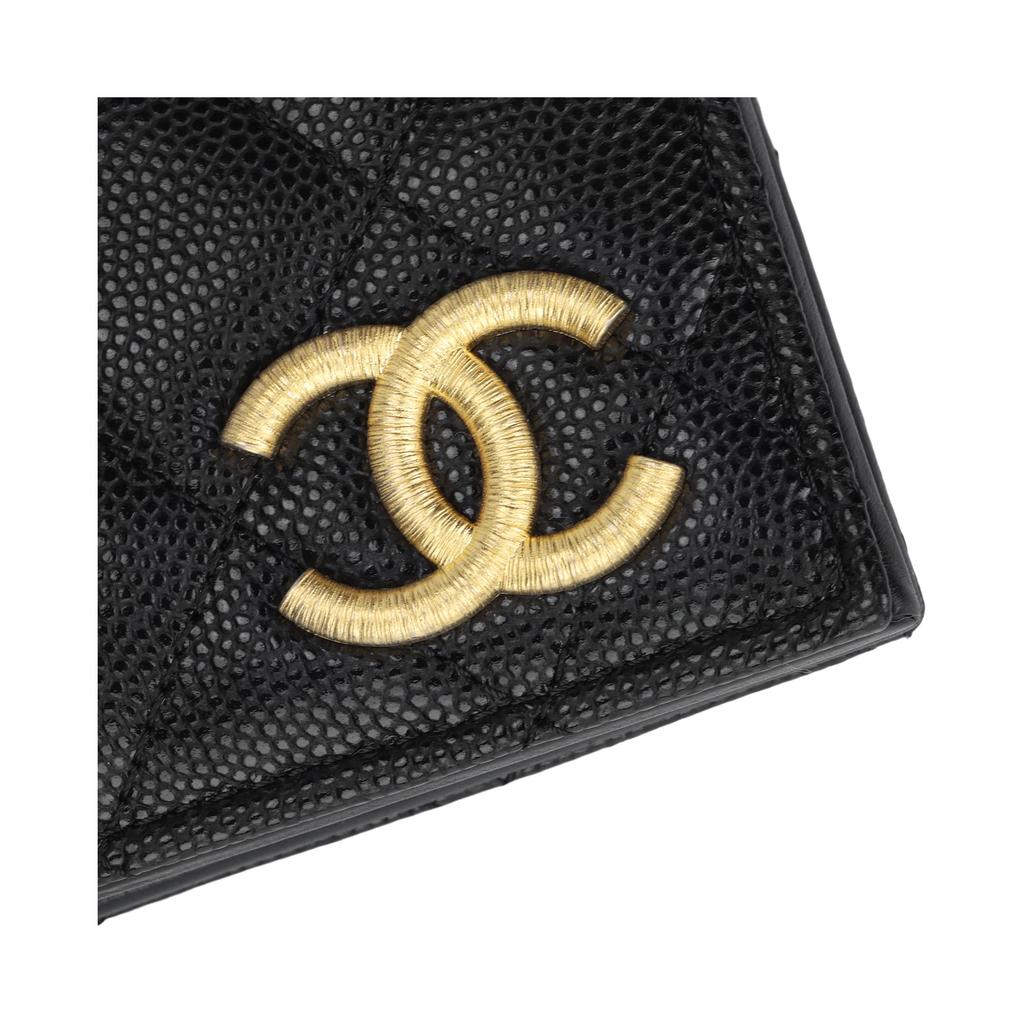 Chanel 25P Вышитый логотип бренда Ромбовидный узор Икра Кожа ягненка Кошелек Женский кошелек Черный AP4480-B19362-94305