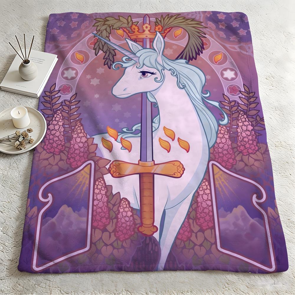 character SStar Unicornn Throw Warm Soft Flannel Blanket Multiuse for Sofa Bed Camping Travel Nap