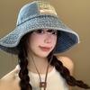 Big Brimmed Denim Bucket Hat Sunscreen Sunscreen Hat Fashion Jeans Fisherman Hat  Lady