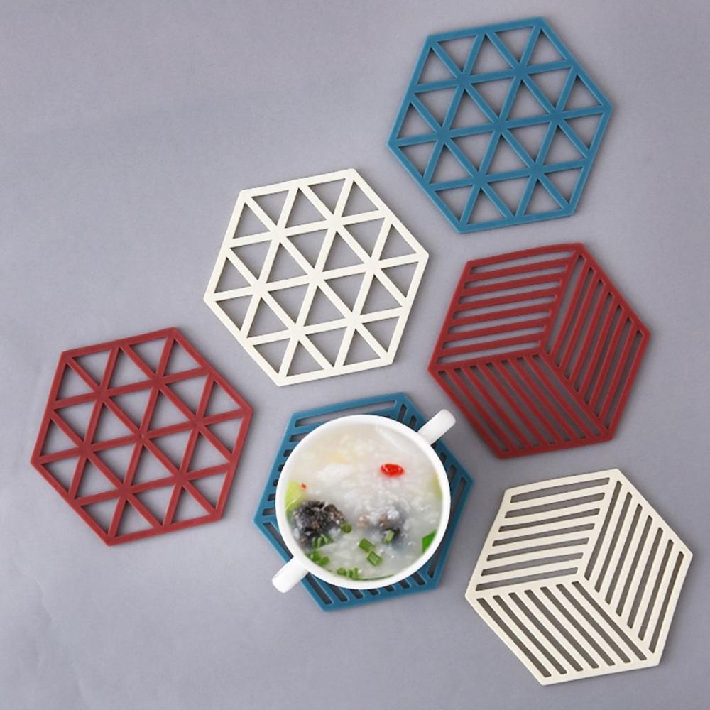 Hexagon Drink Holder Hollow Heat Resistance Silicone Coaster Placemat Cup Pad Trivet Mats