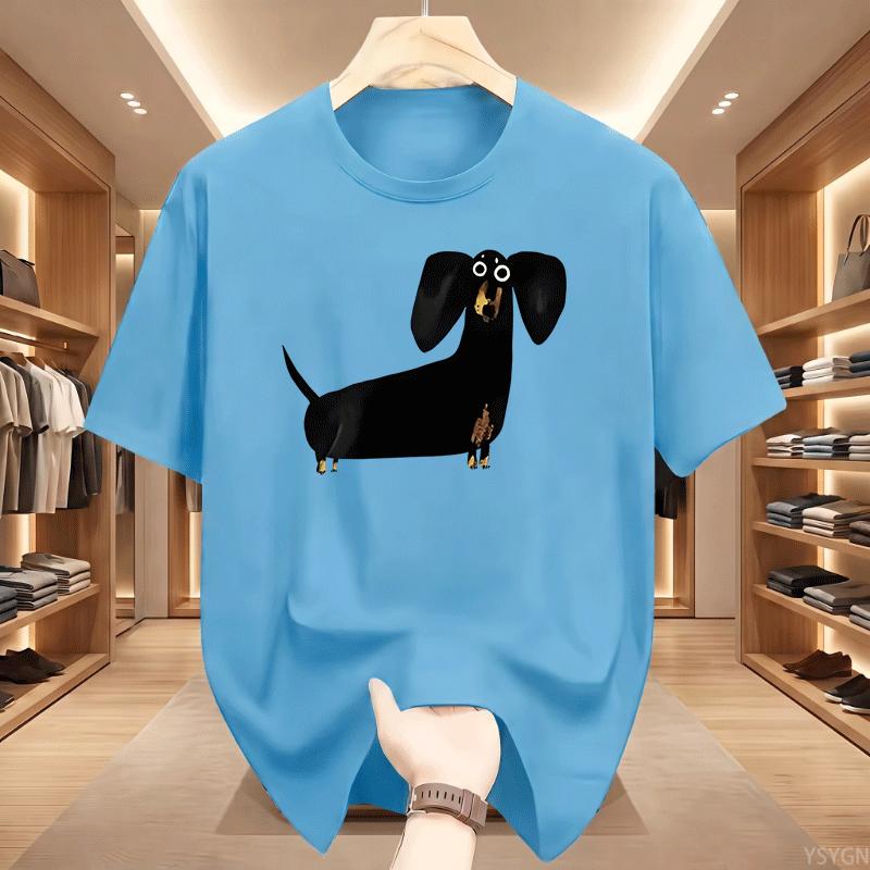 Funny Dachshund With Big Eyes Printed Tshirt Cotton Summer Short Sleeve Tshirt Unisex Unisex Round Neck Casual Soft Tees Clothing