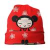 Женская шапка-бини с напуском в стиле аниме Pucca, унисекс, с персонажами мультфильмов, модные вязаные шапочки Skullies, шапка для зимних лыж