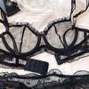 French Ultra Thin Lace Lingerie Sexy Love Embroidery Bra Set for Women Underwear Summer Breathable Plus Size CD Cup Brassiere