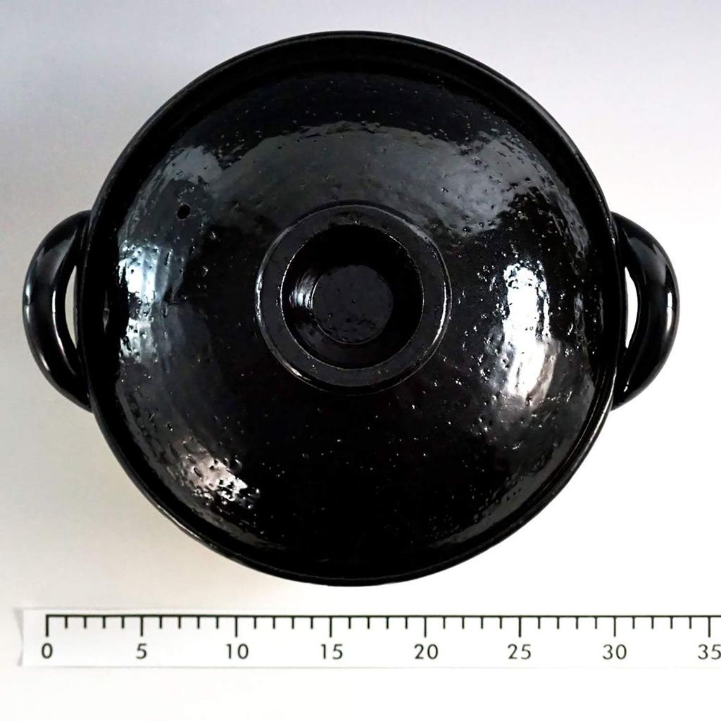 Кастрюля-пароварка Nagatani Seito Healthy, средняя, глиняная кастрюля, на 2-4 порции, прибл.. 27см, приблизительно. 1800 мл, Для прямого нагрева, Черный, AZW-22