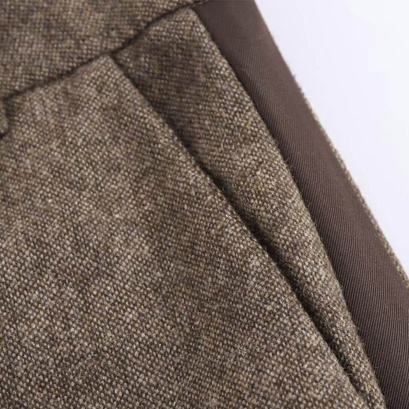 Женский универсальный винтажный тонкий костюм, комплект из двух предметов, осень-зима, однобортный пиджак с длинными рукавами и лацканами, прямые брюки