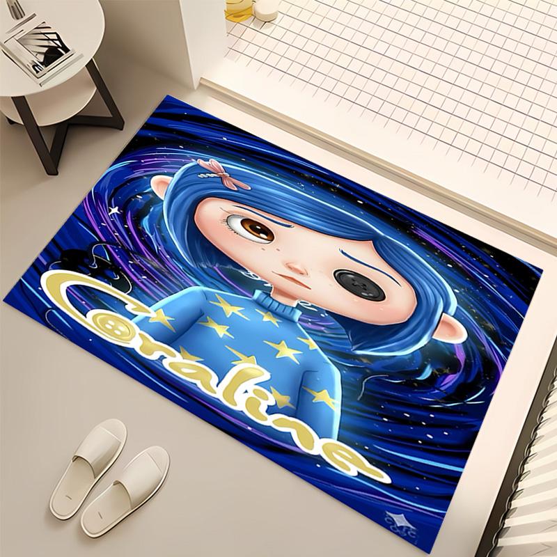 1pc Coraline Print Area Rug - Soft, Washable Non-Slip Indoor Mat, Living Room, Home Office Decorative Rug,Office Decorative