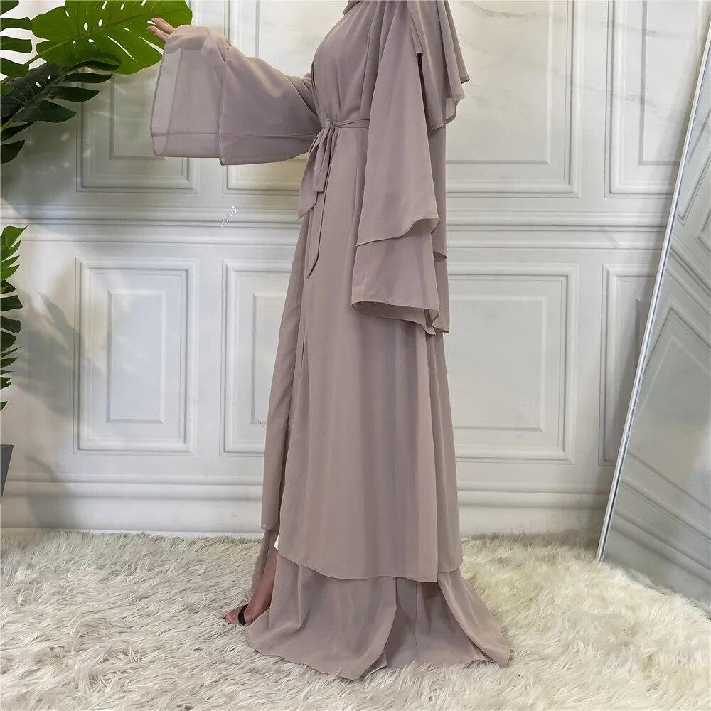 Dubai Abaya Chiffon Fashion Cardigan Muslim For Women Modest Robe Turkey Kaftan Ramadan Arabic Islamic Clothing