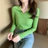Autumn/winter Knitted T-shirt Women's Pullover Knit Sweater V-neck Polo Shirt Top Knitted Undershirt Women's Stretch Skinny Sweater Undershirt