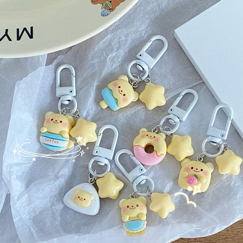 Милая пентаграмма звезда масло медведь брелки сумка кулон мультфильм брелок ювелирные изделия женский рюкзак подвески декор аксессуары