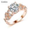 Lindon Classic Copper Alloy Zircon Ring Ladies Jewelry Wedding Promise Party Gift
