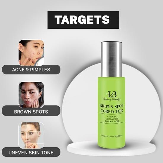 HOUSE OF BEAUTY Сыворотка-корректор для пигментных пятен с экстрактом кутипура, ниацинамидом, салициловой кислотой и витамином С от прыщей и возрастных пятен (15 мл)