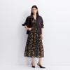 VEROMODA Autumn Shimmer Print V-Neck Ruffle Long Dress