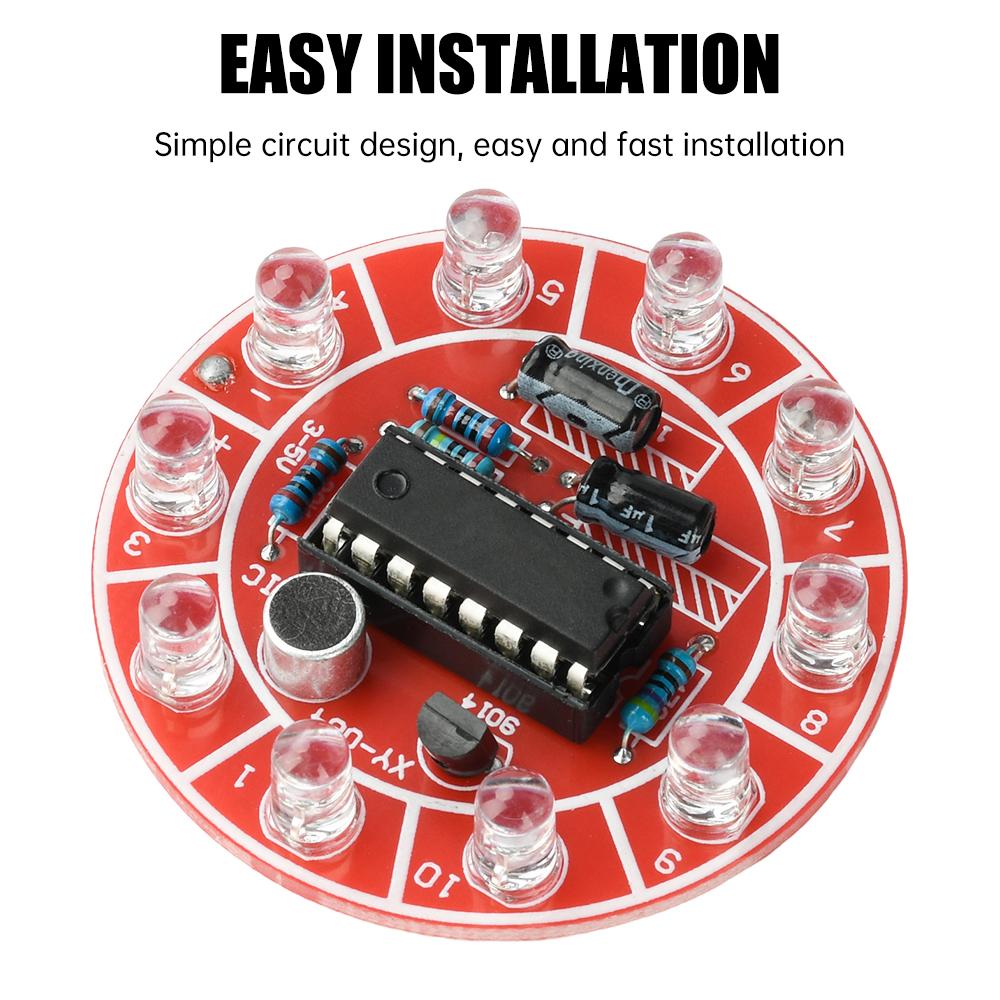 CD4017 Colorful Voice Control Rotating LED Light Kit Electronic Manufacturing DIY Kit Spare Parts Student Laboratory