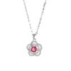Ruby Necklace Women'S Simple And Versatile Trend Temperament Zircon Flower Pendant Collarbone Chain