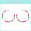 Elegant Acrylic C-shaped Rainbow Acetate Earrings For Women Colorful Alloy Jewelry