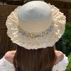 Summer Seaside Straw Hat Tourist Vacation Lace Lace Sunshade Hat Cycling Beach Sunscreen and UV Protection Sun Hat