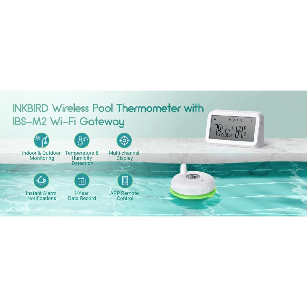 INKBIRD Pool Thermometer with WiFi Gateway Indoor Outdoor Pool Thermometer Set Digital Temperature Monitor for Swimming Pools