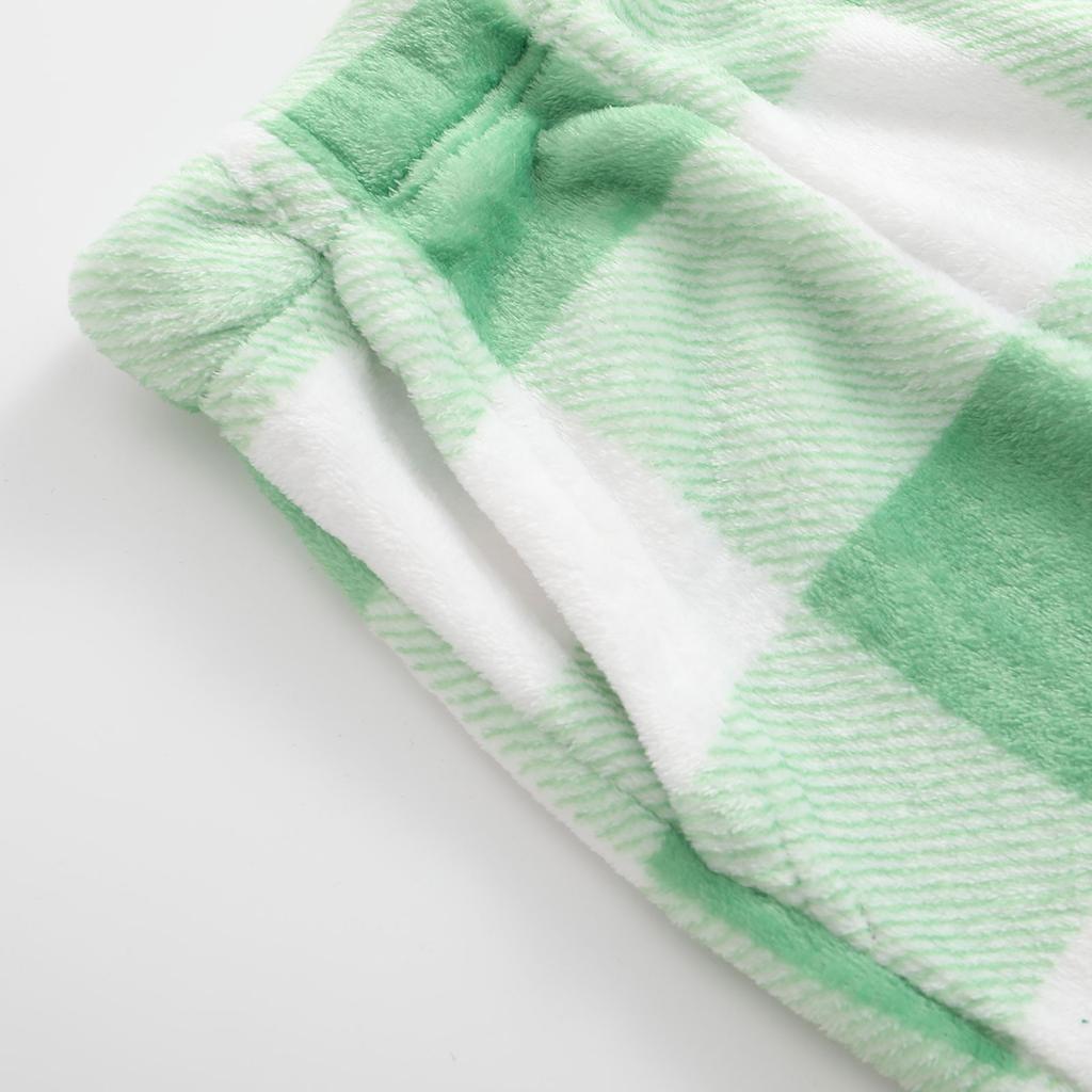 Женские пижамные штаны, плюшевые пижамные штаны с мягкой эластичной талией, клетчатые штаны с 2 карманами