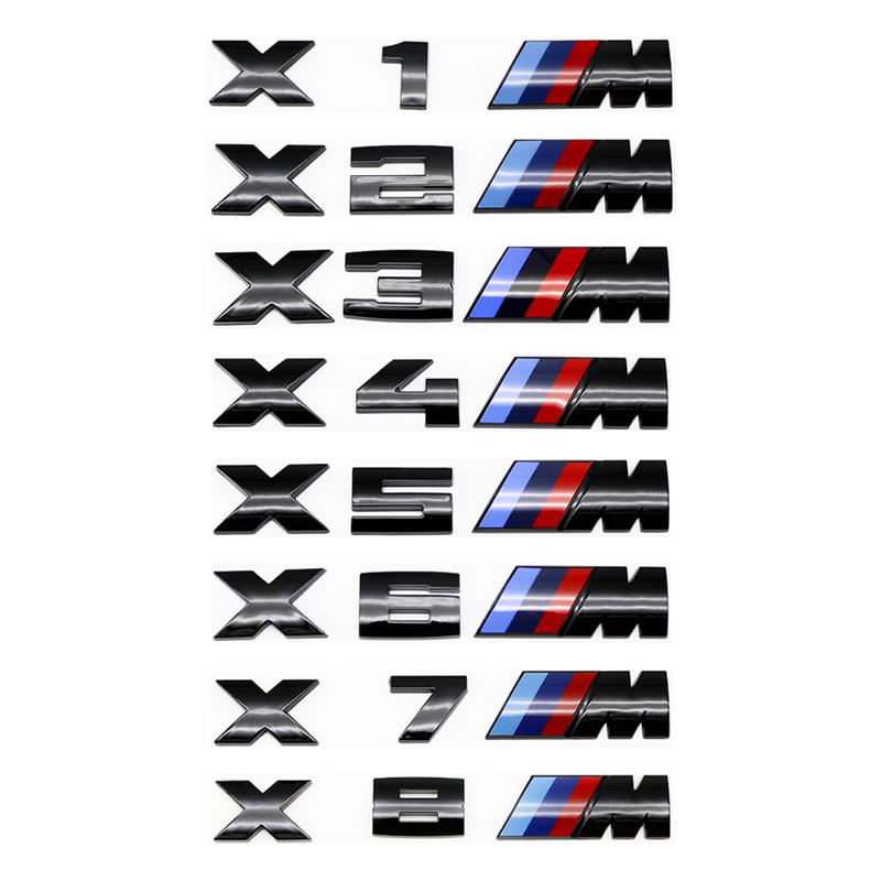 SQLI6 ABS Car Trunk Badge Emblem M Series Numbers For BMW X3M X2M X5M M6 X4M F48 G01 E84 E83 F39 F10 F30 G11 Auto Tuning Accessories