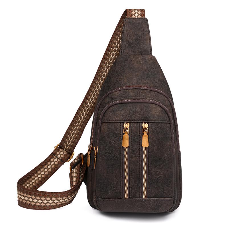 Большая вместительная ретро-сумка на грудь для женщин, сумка через плечо, дорожная сумка из искусственной кожи