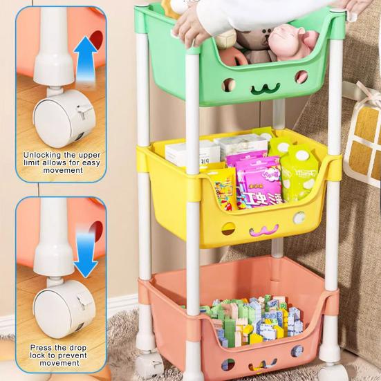 Четырехъярусная тележка для хранения с колесами на 360 градусов. Прочная конструкция. Прочная несущая нагрузка. Тележка для хранения игрушек. Книжная полка. Стеллаж для закусок.