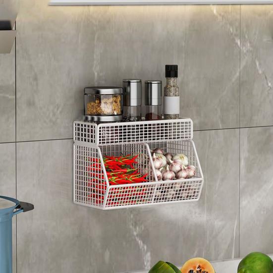Корзина для хранения из проволочной сетки, большая вместимость, прочная, несущая, простая установка, настенная полка, органайзер, корзина