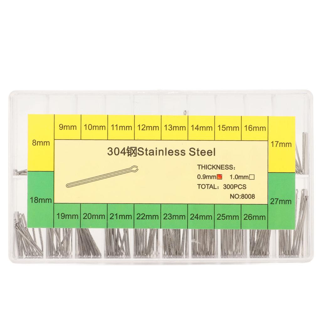 300 PCS 0.9mm Watch Band Link Cotter Stainless Steel Watch Band Strap Link Pins Assortment