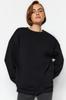 Women's Fashion New Sweatshirt Green Oversize Casual Cut Basic Crew Neck Thick Fleece Knitted Sweatshirt