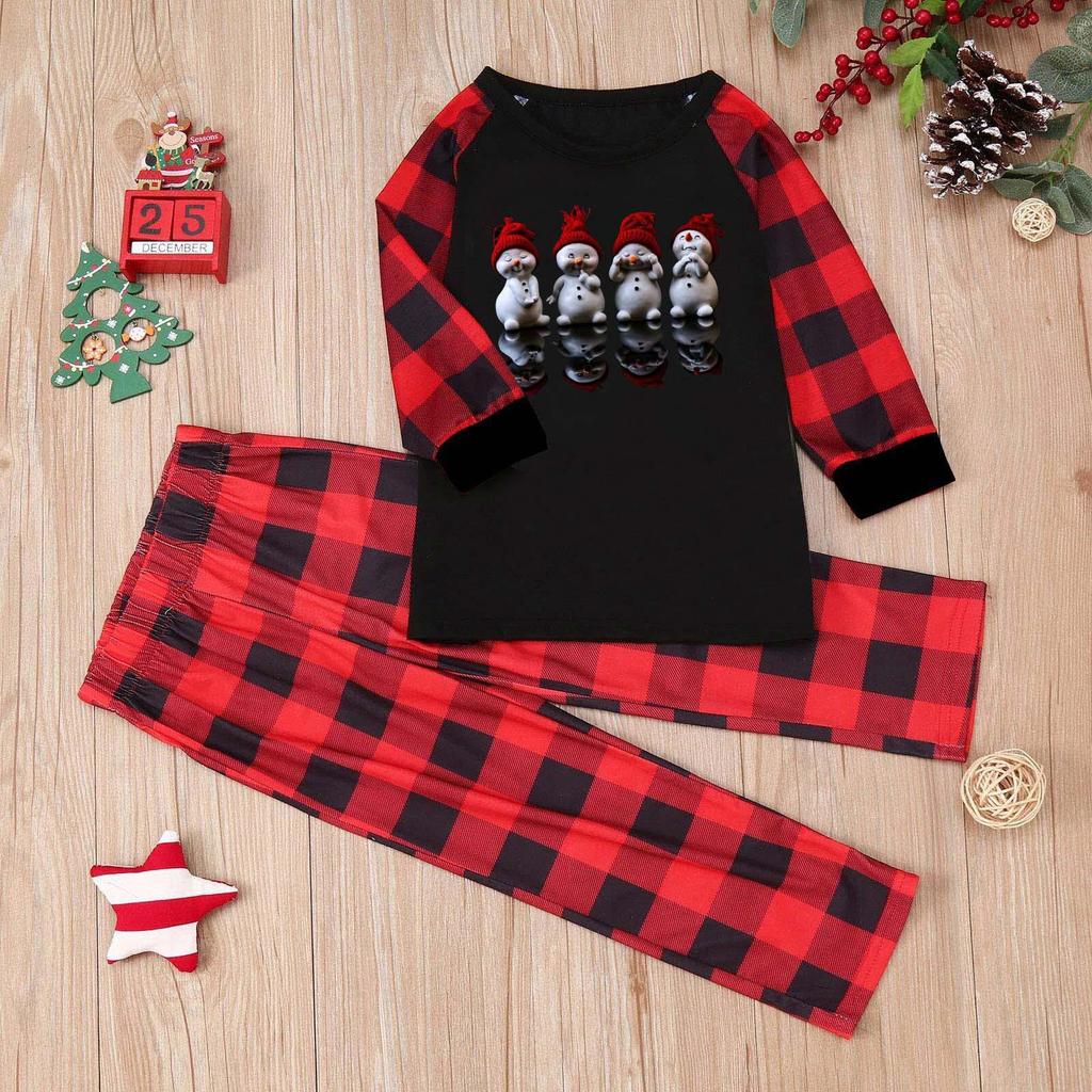 Family Christmas Plaid Pajama Set: Long-Sleeve T-Shirt & Pants