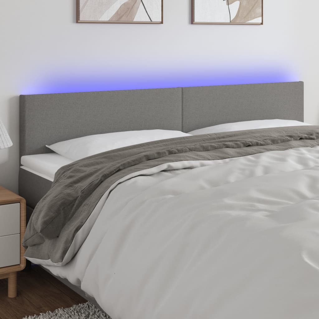 Vidaxl Zagłówek Do Łóżka Z Led, Ciemnoszary, 200X5X78/88 Cm, Tkanina