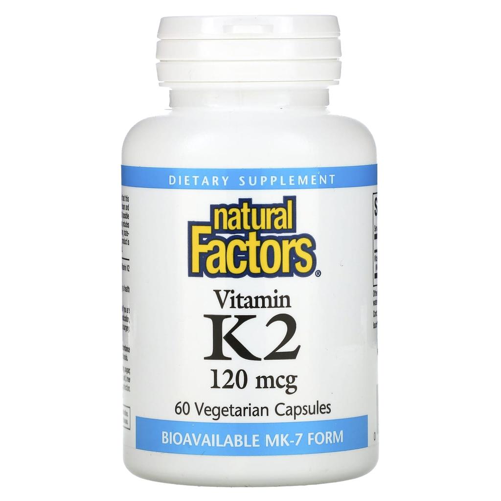 Natural Factors, Витамин K2, 120 мкг, 60 растительных капсул