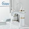 Смеситель для раковины Tuqiu, золотой и белый, лебедь, латунный, черный, смеситель для ванной комнаты, смеситель для раковины, смеситель для горячей и холодной воды