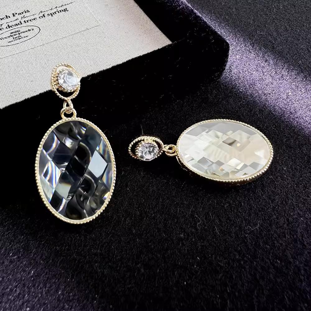 Sparkle Round Crystal Pendant Earrings High Versatile Temperament Water Drop Earrings Women'S Fashion Personality Korean Trend