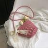 Popular Fashion Woven Bag Women's 2025 New Fashion Bucket Bag Portable Small Square Bag Color Foreign Style Messenger Bag