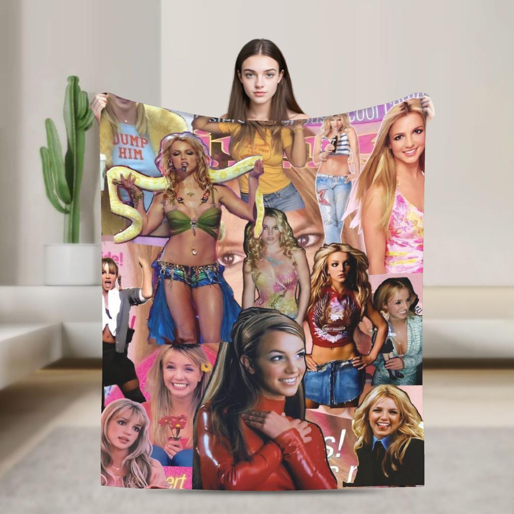 Britneys Spears Flannel Blankets Super Soft Throw Blanket for Outdoor Travel Office Funny Bedspread Sofa Bed Cover