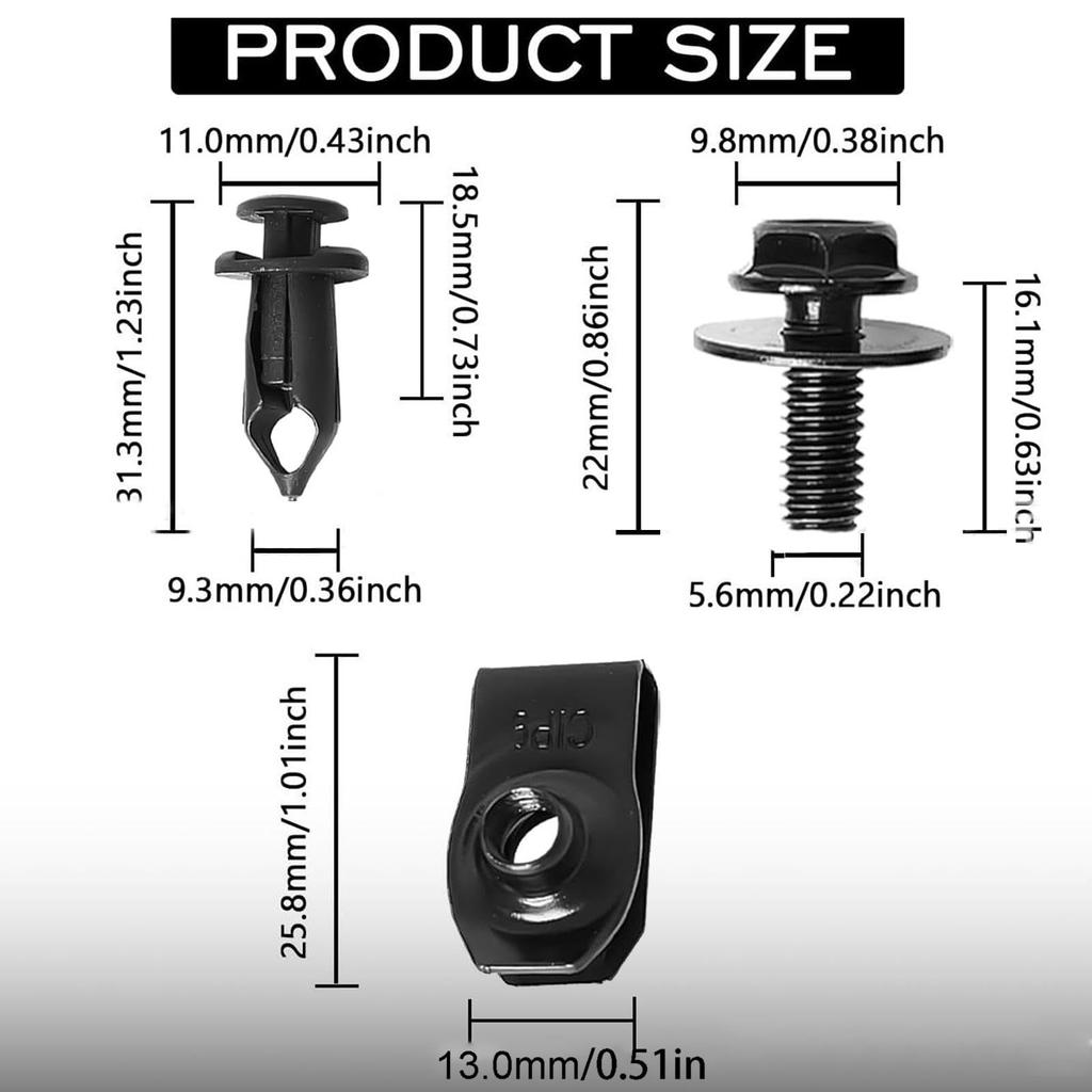 Car Clip, Body Bolt, U Nut Clip - Auto Clip Car Engine Undercover Splash