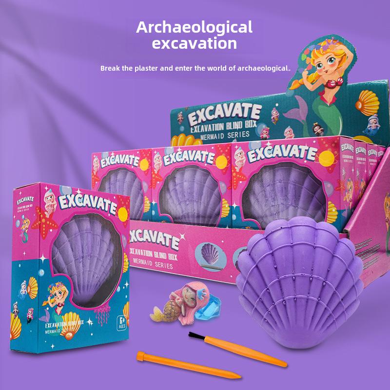 Комплект для раскопок кольца с драгоценными камнями в виде русалки: Детская самодельная археологическая игрушка для поиска сокровищ