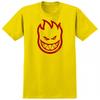 Spitfire Wheels Футболка для скейтборда с логотипом BIGHEAD ЖЕЛТАЯ с КРАСНОЙ печатью Унисекс